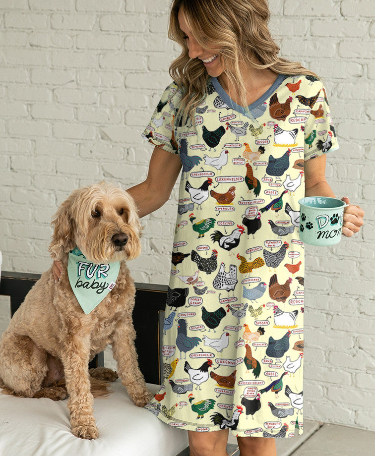 Chicken Pajabears® V-Neck Nightshirts Breeds Of Nm05 S