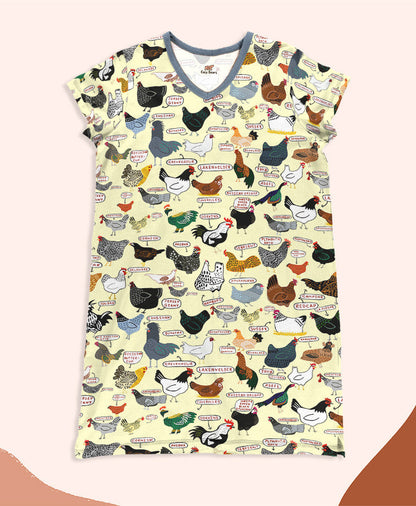 Chicken Pajabears® V-Neck Nightshirts Breeds Of Nm05