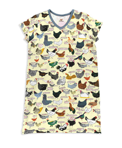 Chicken Pajabears® V-Neck Nightshirts Breeds Of Nm05