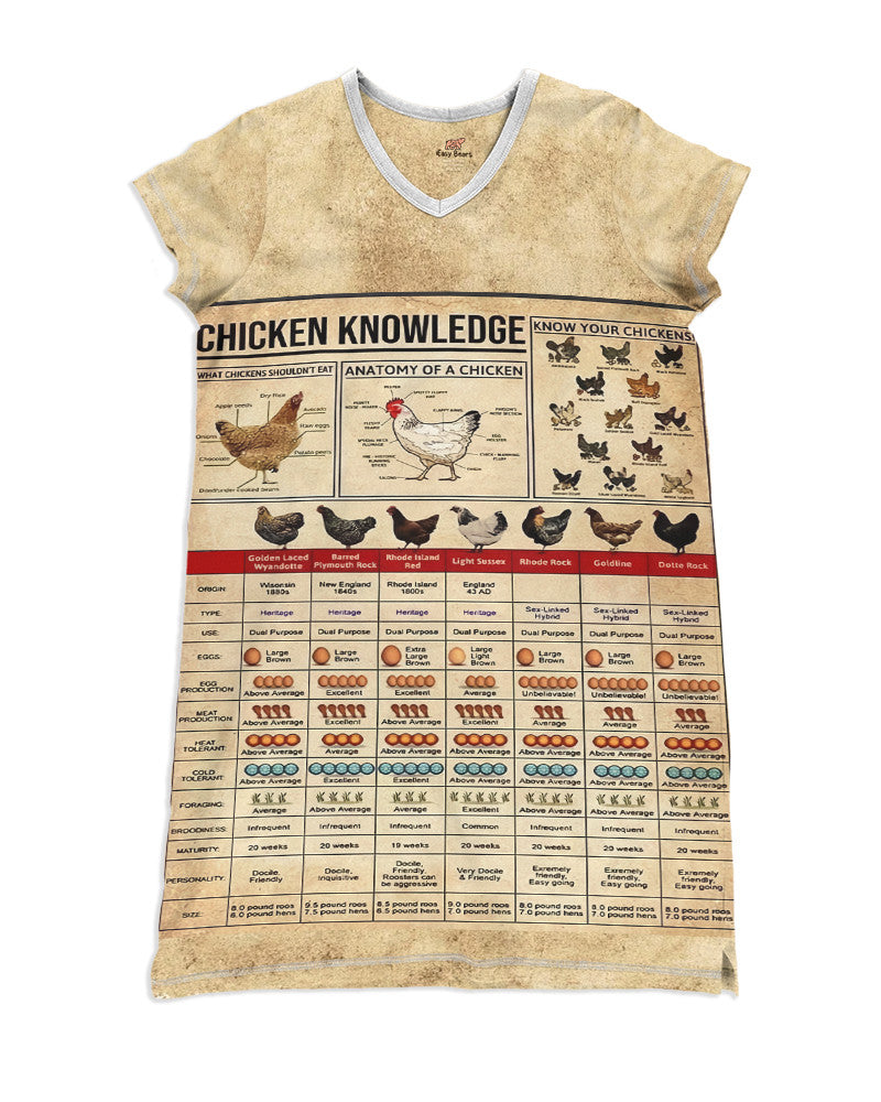 Chicken Pajabears® V-Neck Nightshirts 6 Styles Hg23 S / 4