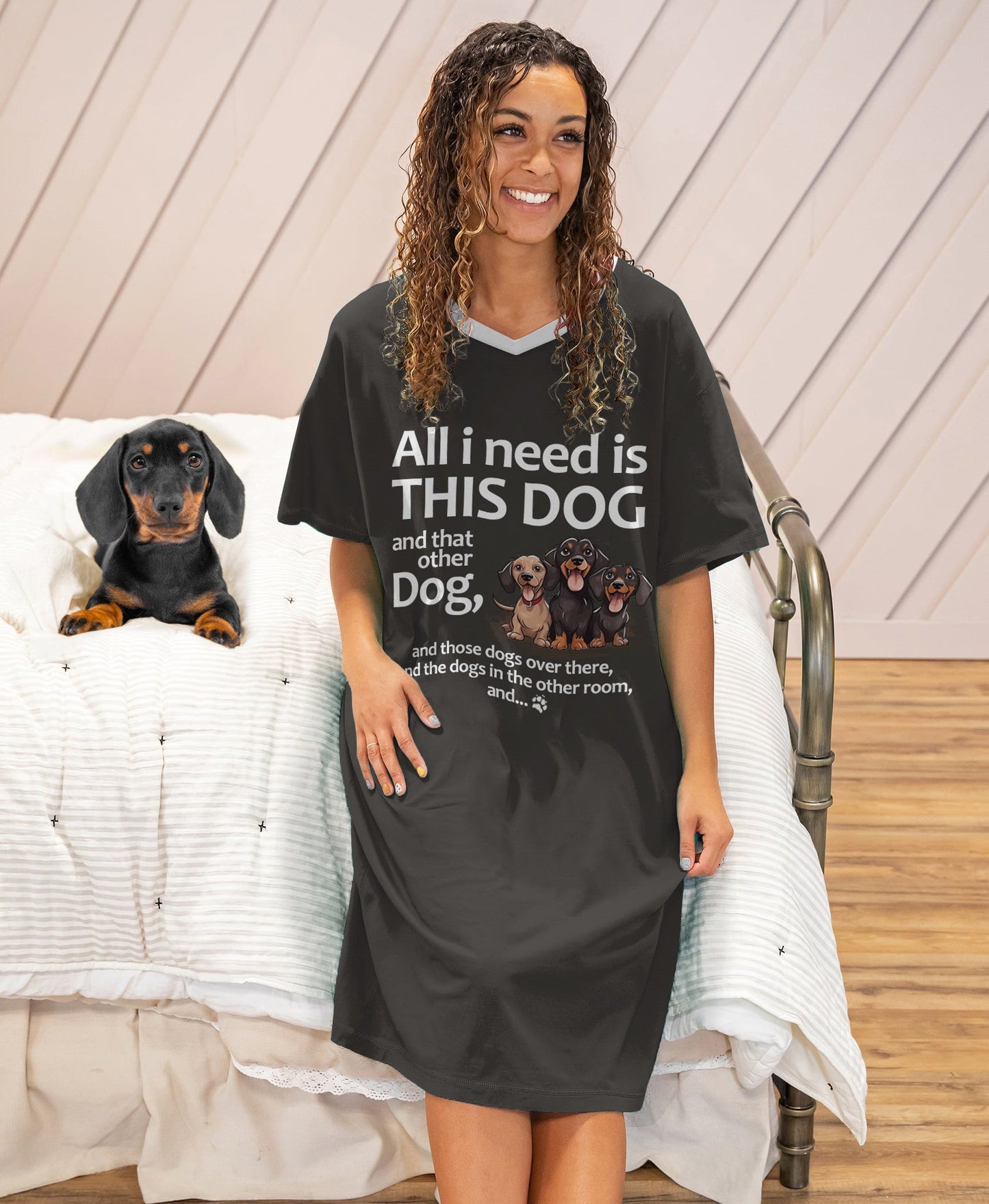 Dachshund Pajabears® V-Neck Nightshirts All I Need Hm8 S