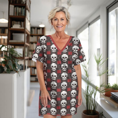 Skull Pajabears® V-Neck Women’s Nightshirts Pattern Qa55