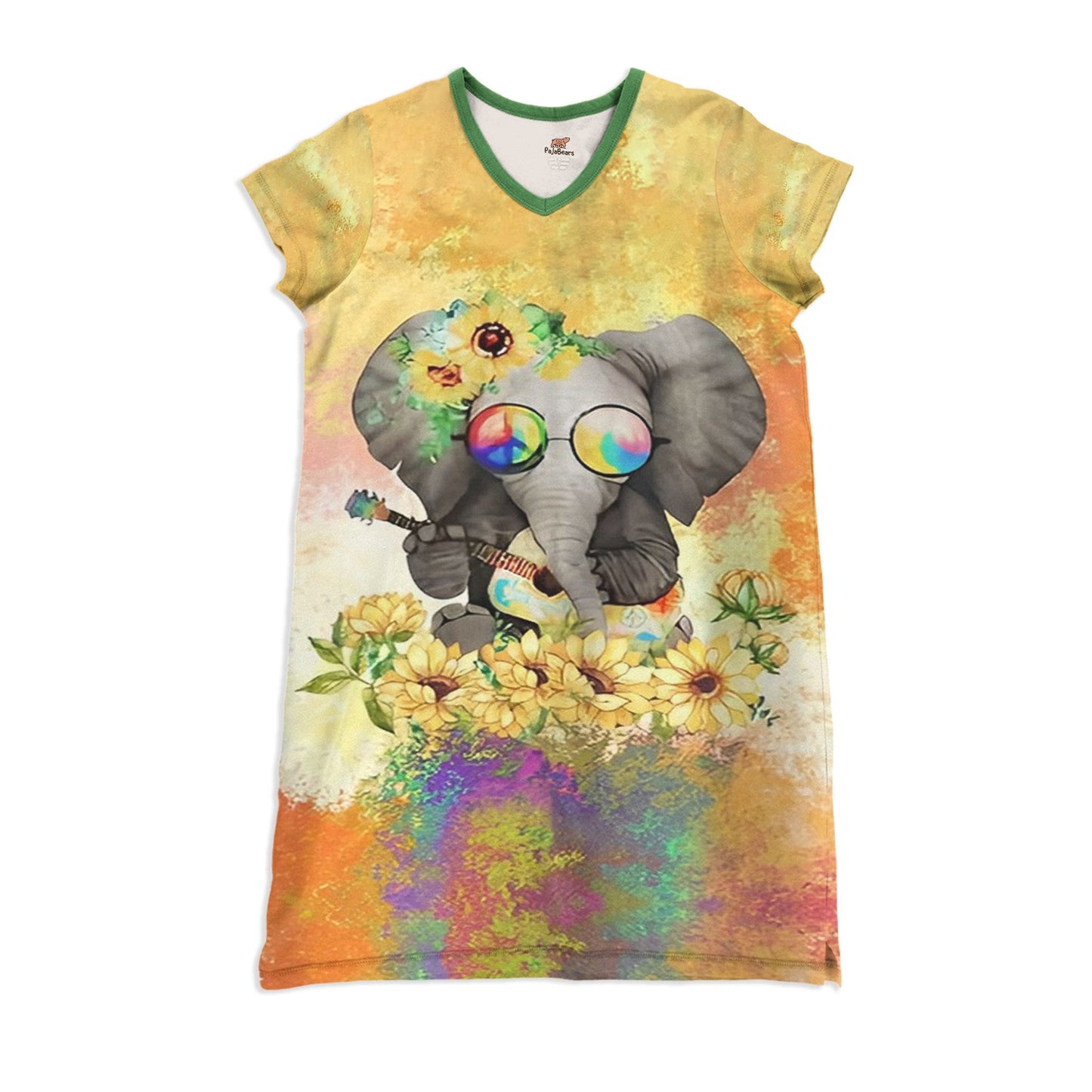 Elephant Pajabears® V-Neck Nightshirts Hippie Nt10