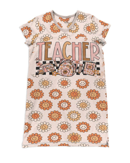 Teacher Pajabears® V-Neck Nightshirts In Floral Pattern Hc2