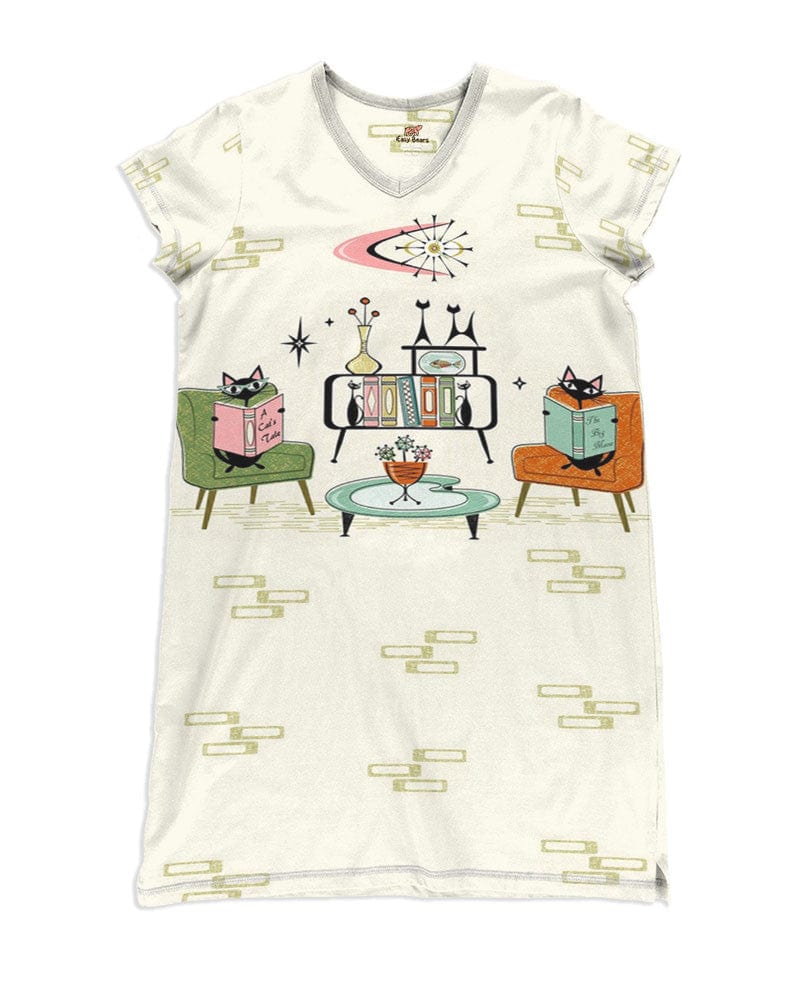 Reading Pajabears® V-Neck Nightshirts Cats Hc2