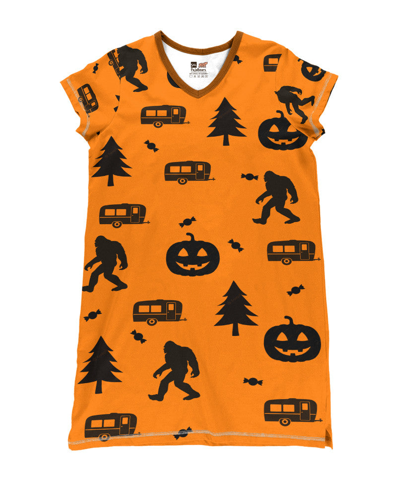 Camping Halloween Pajabears® V-Neck Big Foot Pattern Hm8 Nightshirts