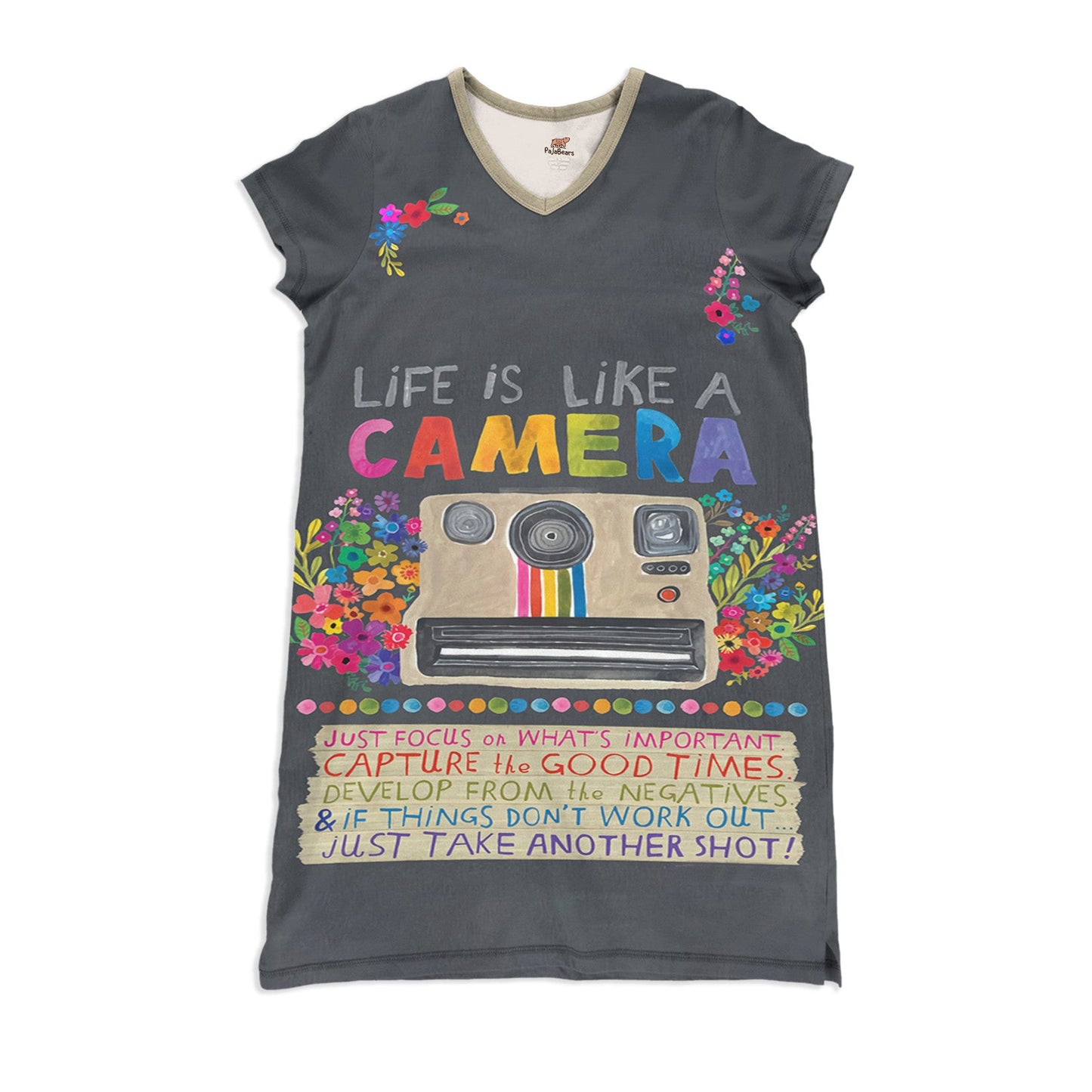 Photograph Pajabears® V-Neck Nightshirts Life Is Like A Camera Nt10