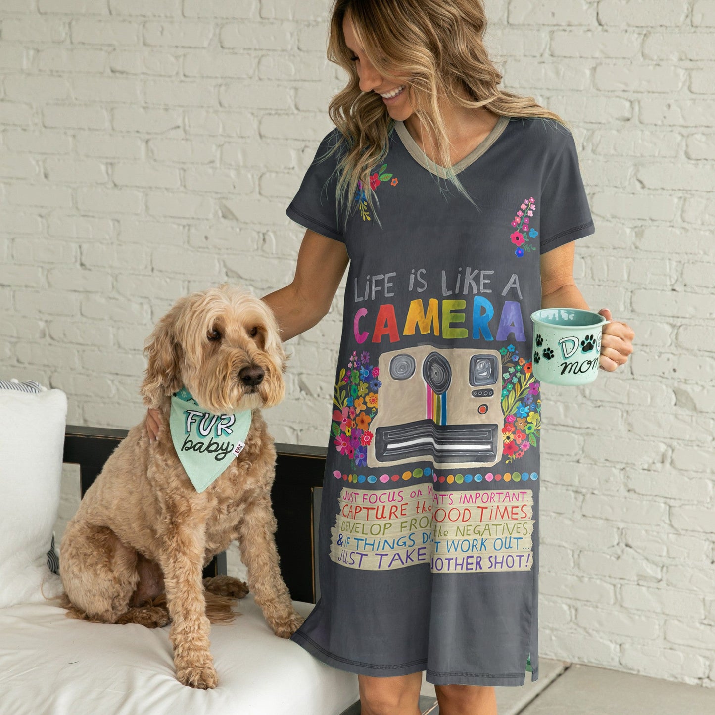 Photograph Pajabears® V-Neck Nightshirts Life Is Like A Camera Nt10