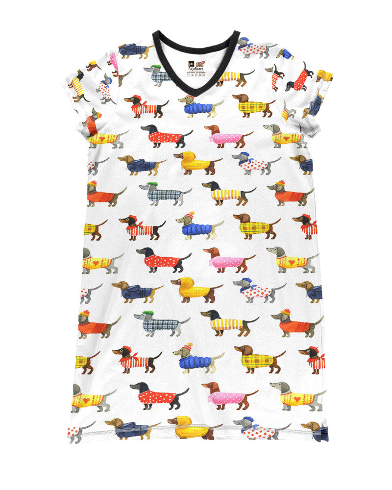 Dachshund Pajabears® V-Neck Nightshirts Stylist Tl10