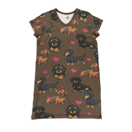 Dachshund Pajabears® V-Neck Nightshirts Lovely Dachshunds Nt10