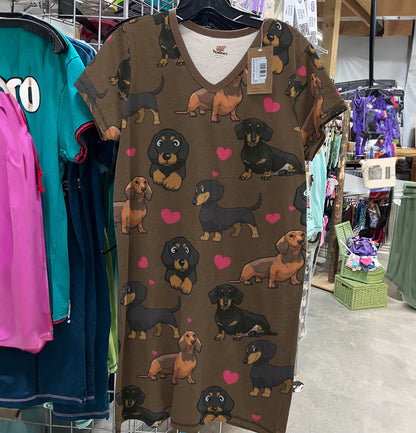 Dachshund Pajabears® V-Neck Nightshirts Lovely Dachshunds Nt10