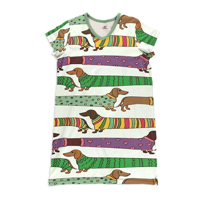 Dachshund Pajabears® V-Neck Nightshirts Cute Dachshunds Nt10