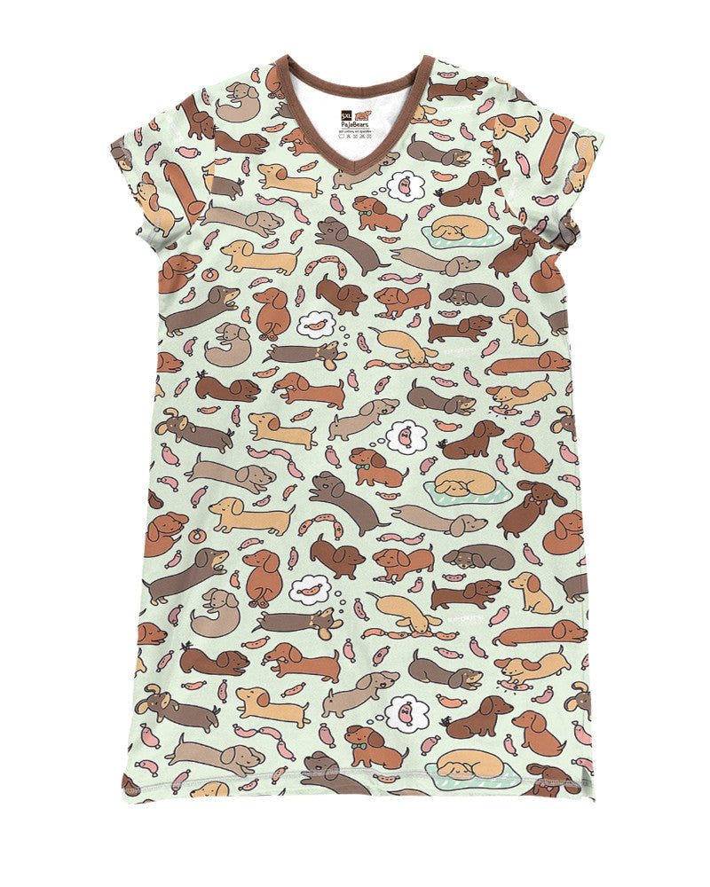 Dachshund Pajabears® V-Neck Nightshirts A Wiener Dream Tn22