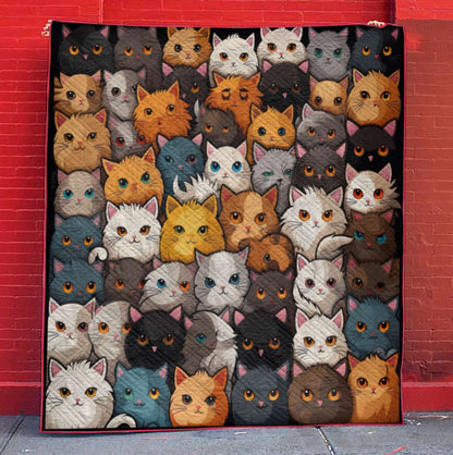 Crowd Of Cute Cats - All Season Faux Quilt Kl9