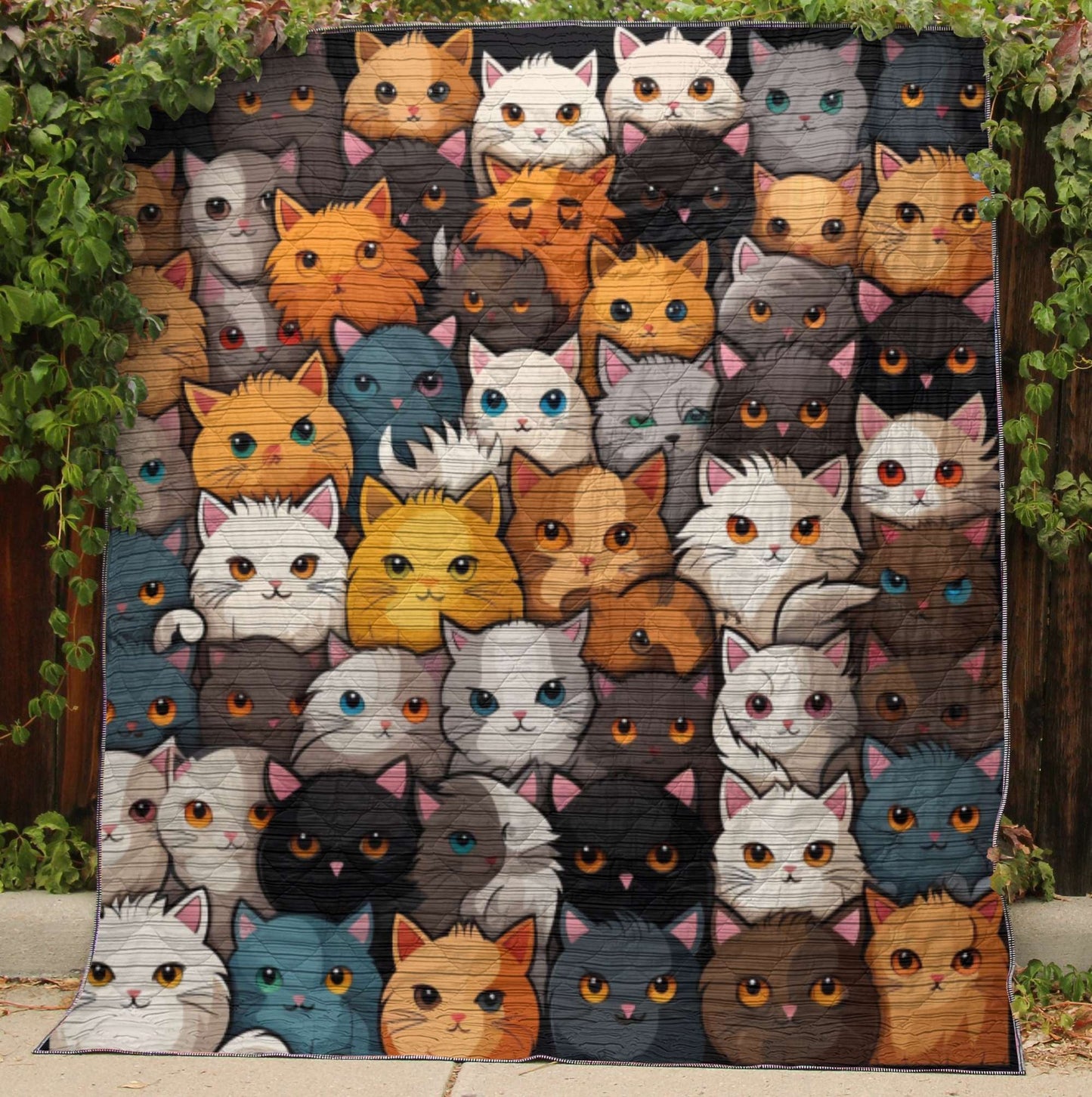 Crowd Of Cute Cats - All Season Faux Quilt Kl9