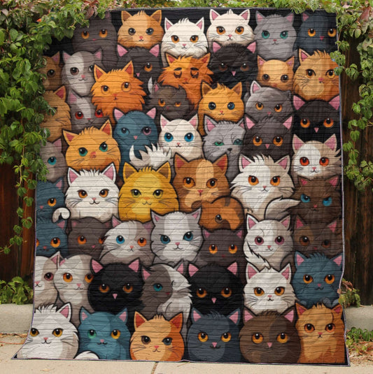 Crowd Of Cute Cats - All Season Faux Quilt Kl9