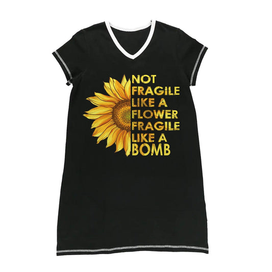 Sunflower Pajabears® V-Neck Nightshirts Fragile Like A Bomb Tn22 S / Black