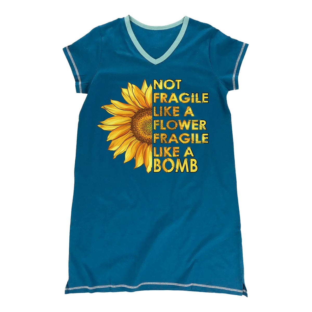 Sunflower Pajabears® V-Neck Nightshirts Fragile Like A Bomb Tn22 S / Blue