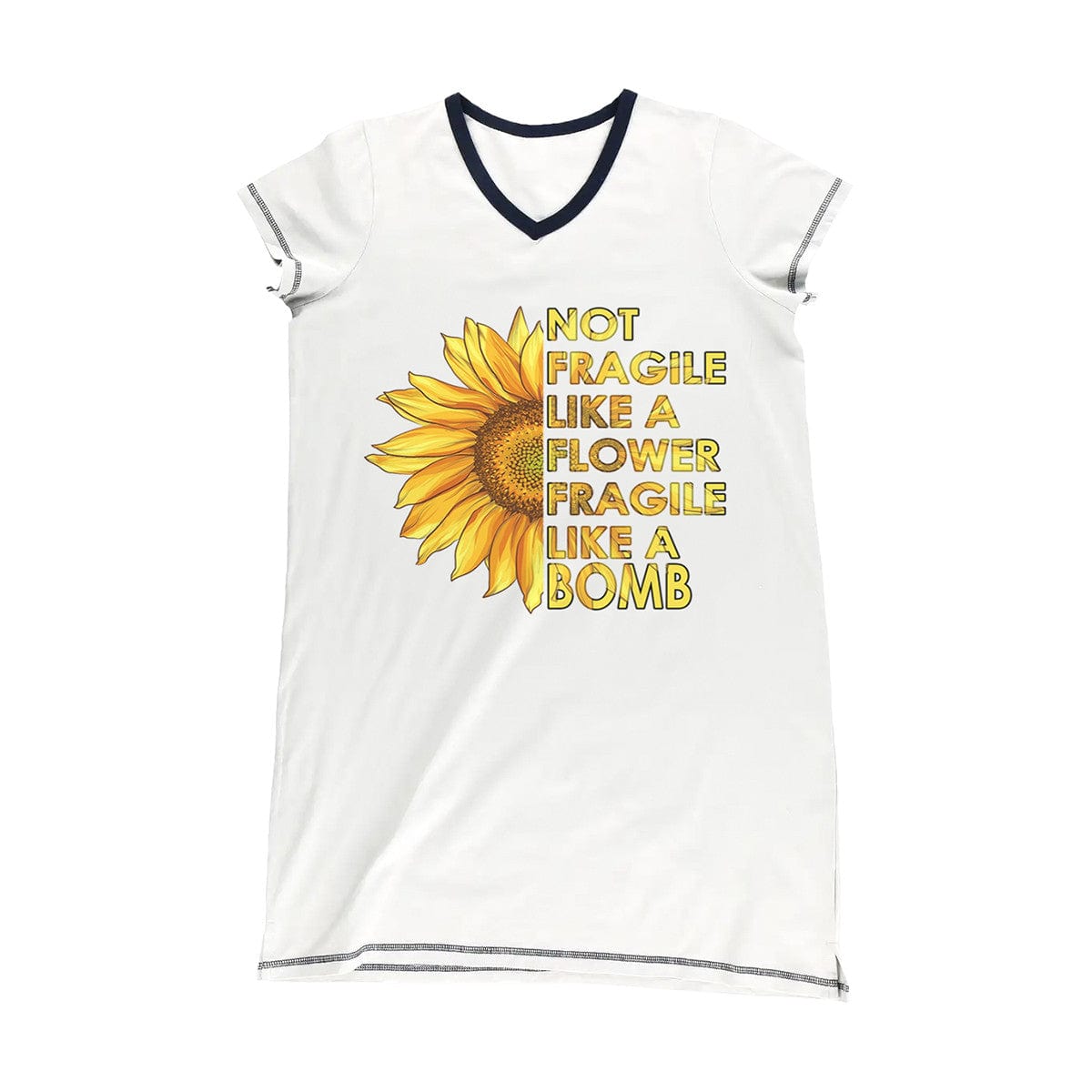 Sunflower Pajabears® V-Neck Nightshirts Fragile Like A Bomb Tn22 S / White