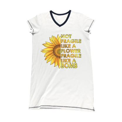 Sunflower Pajabears® V-Neck Nightshirts Fragile Like A Bomb Tn22 S / White