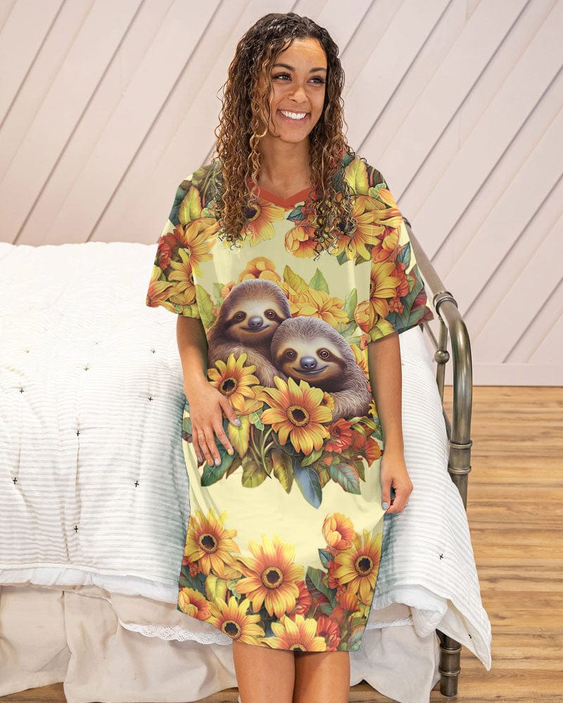 Sloth Pajabears® V-Neck Nightshirts Love Tl10