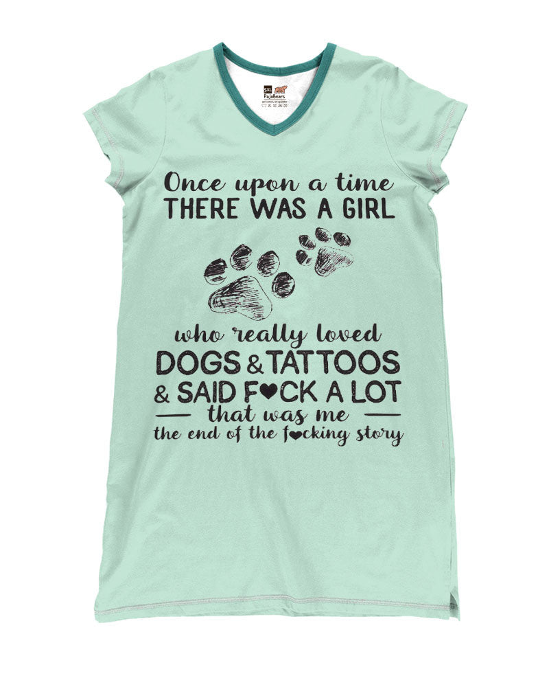 Dog Pajabears® V-Neck Nightshirts Loved Dogs And Tattoos Tl10