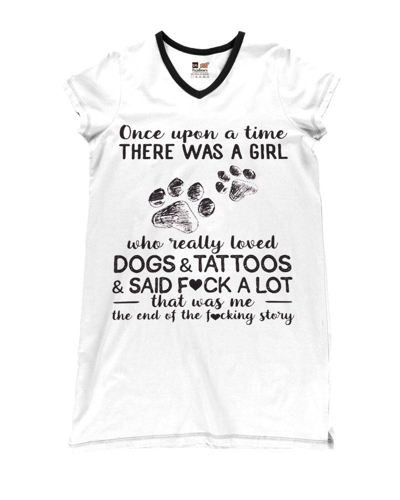 Dog Pajabears® V-Neck Nightshirts Loved Dogs And Tattoos Tl10