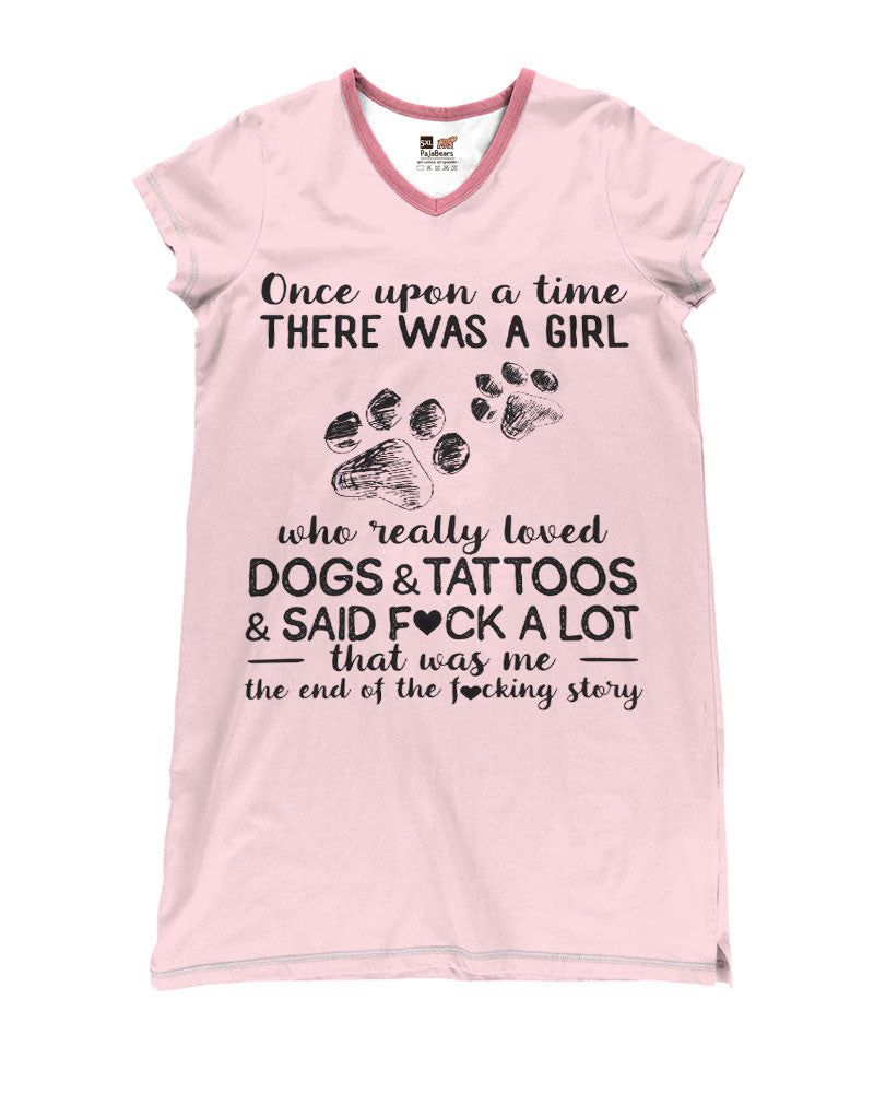 Dog Pajabears® V-Neck Nightshirts Loved Dogs And Tattoos Tl10