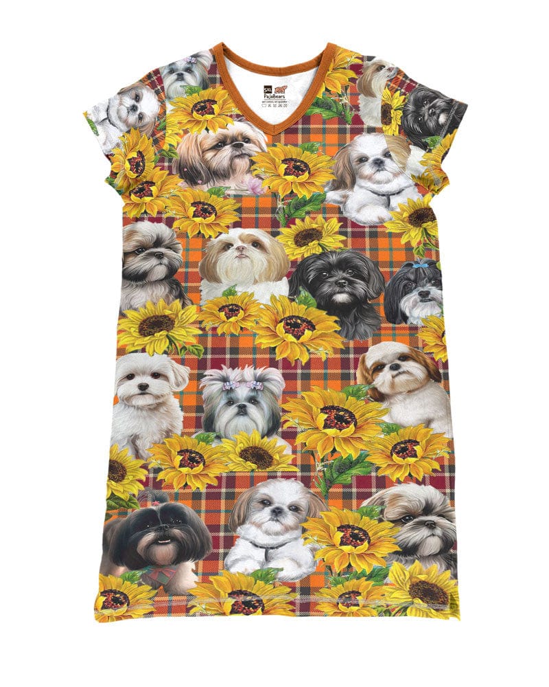 Shih Tzu Pajabears® V-Neck Nightshirts Sunflower Lovely Tl10