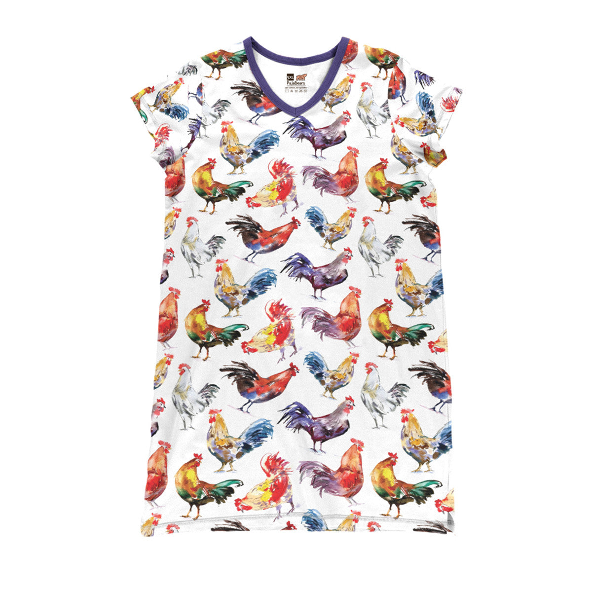 Chicken Pajabears® V-Neck Nightshirts Watercolor Pattern Tn22