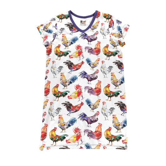 Chicken Pajabears® V-Neck Nightshirts Watercolor Pattern Tn22