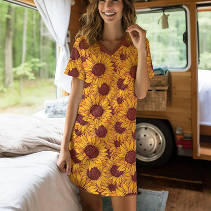 Sunflower Pajabears® V-Neck Nightshirts In Full Bloom Tn22