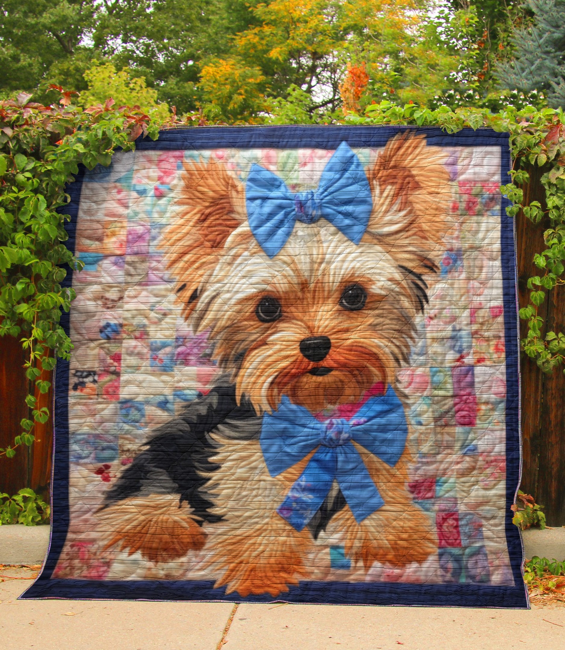 Cute Baby Yorkie - All Season Faux Quilt Kl9 Throw (55’ X 60’) / 03