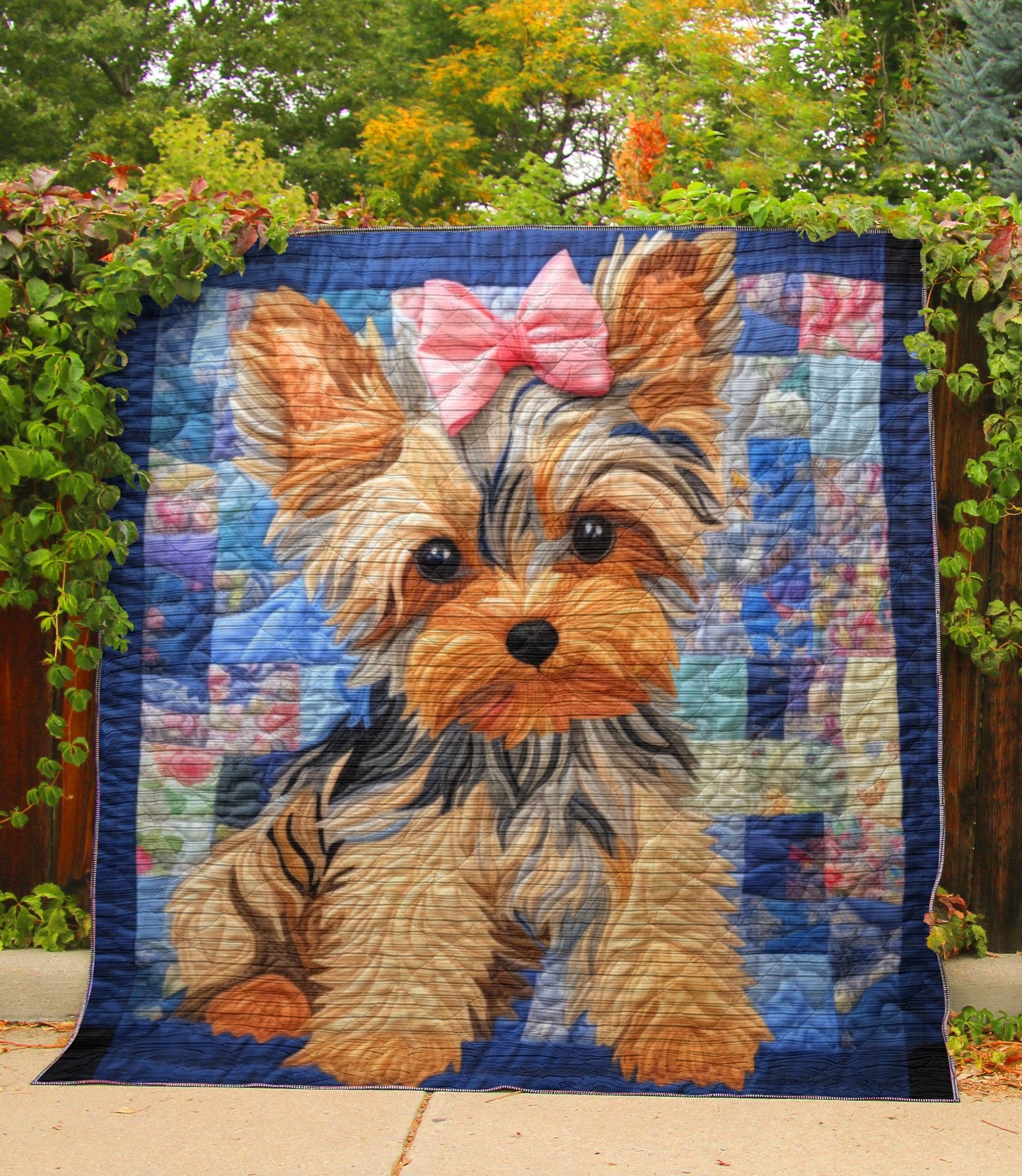 Cute Baby Yorkie - All Season Faux Quilt Kl9 Throw (55’ X 60’) / 04