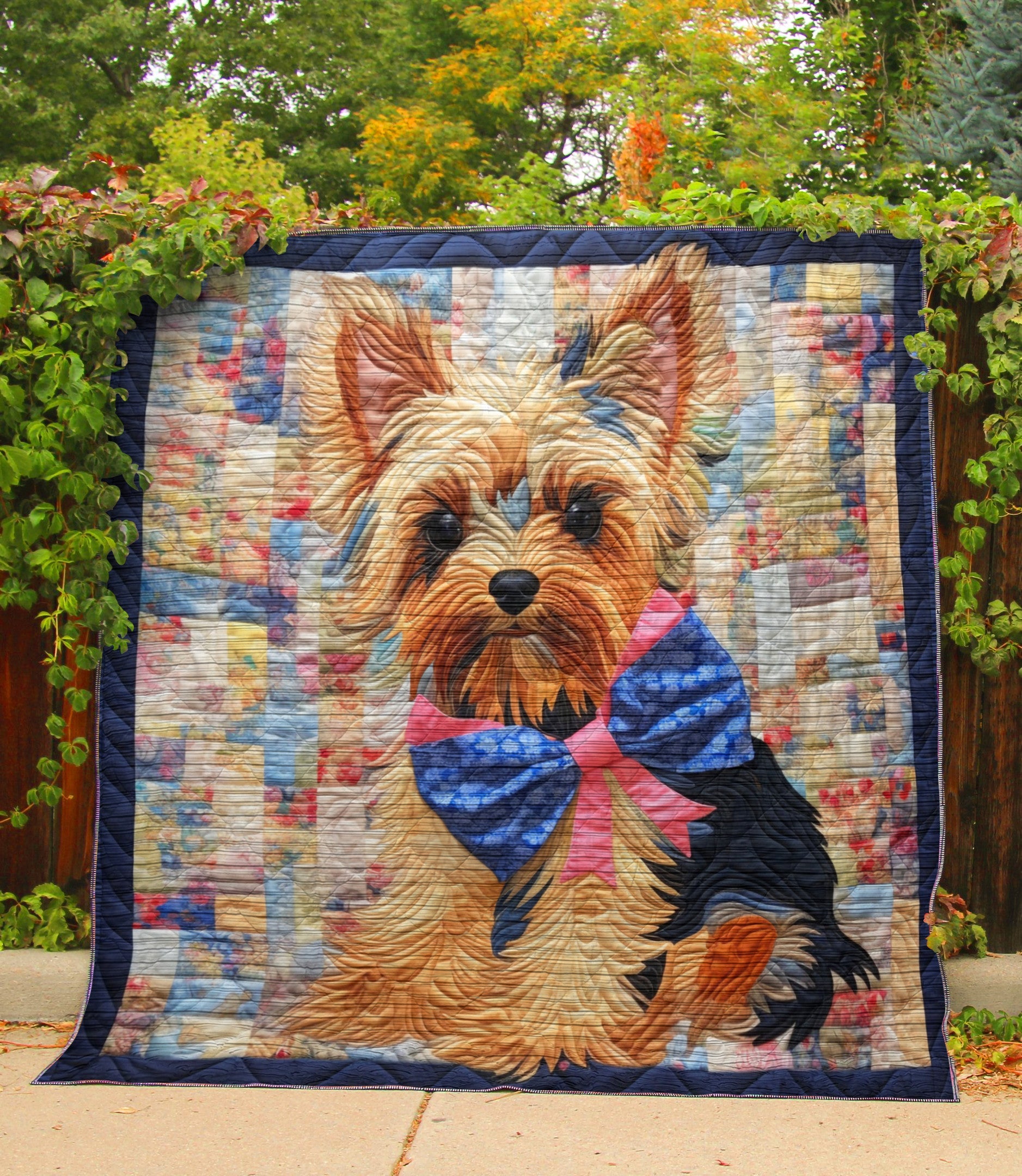 Cute Baby Yorkie - All Season Faux Quilt Kl9 Throw (55’ X 60’) / 02