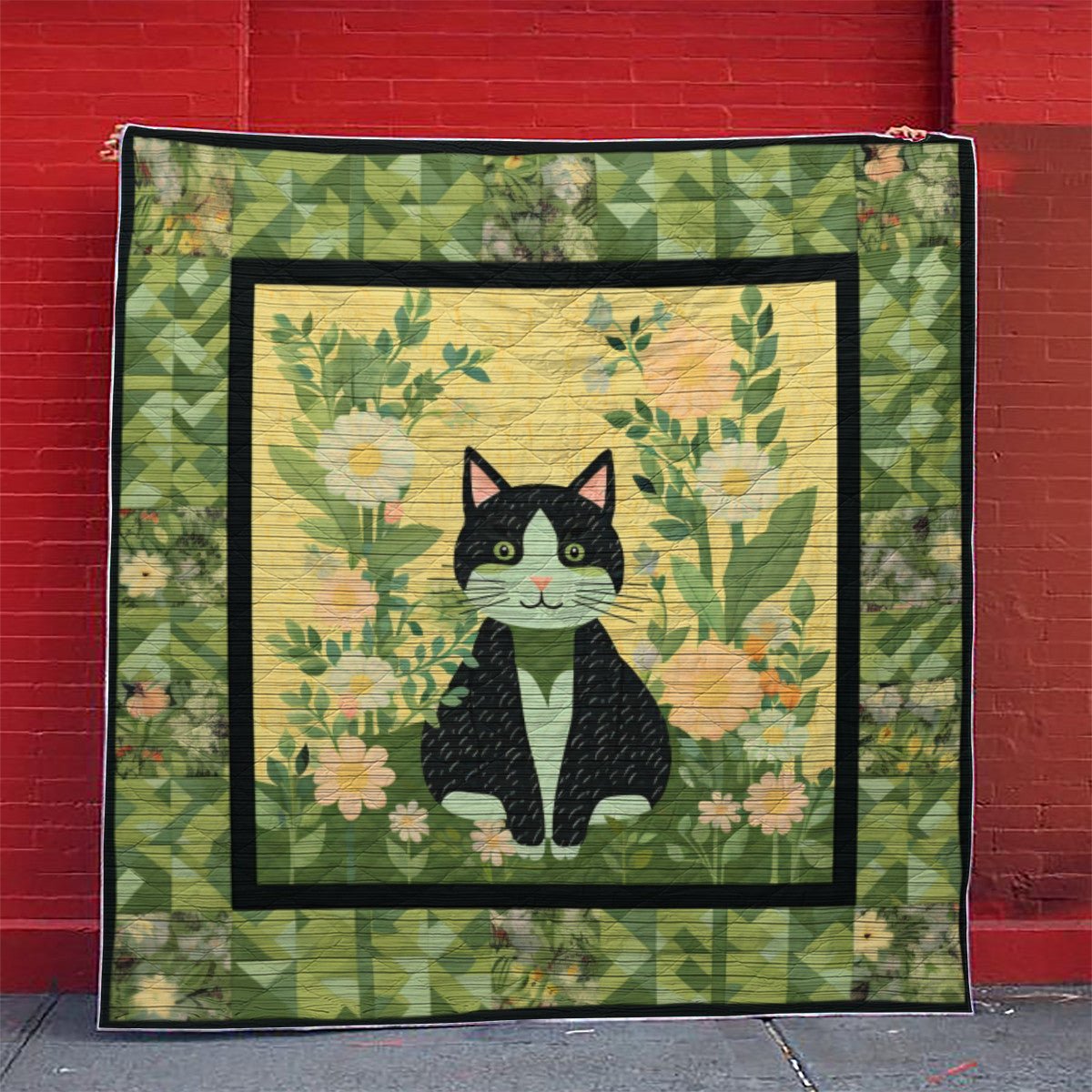 Adorable Cats With Flowers - All Season Faux Quilt Kl9