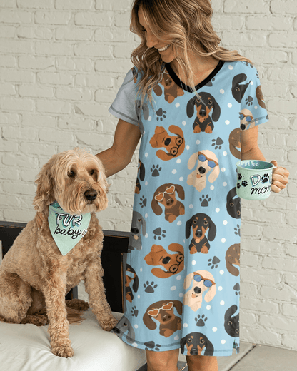 Dachshund Pajabears® V-Neck Nightshirts Adorable Dachshunds Kl9