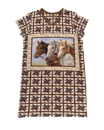 Horse Pajabears® V-Neck Nightshirts In Quilting Hc2