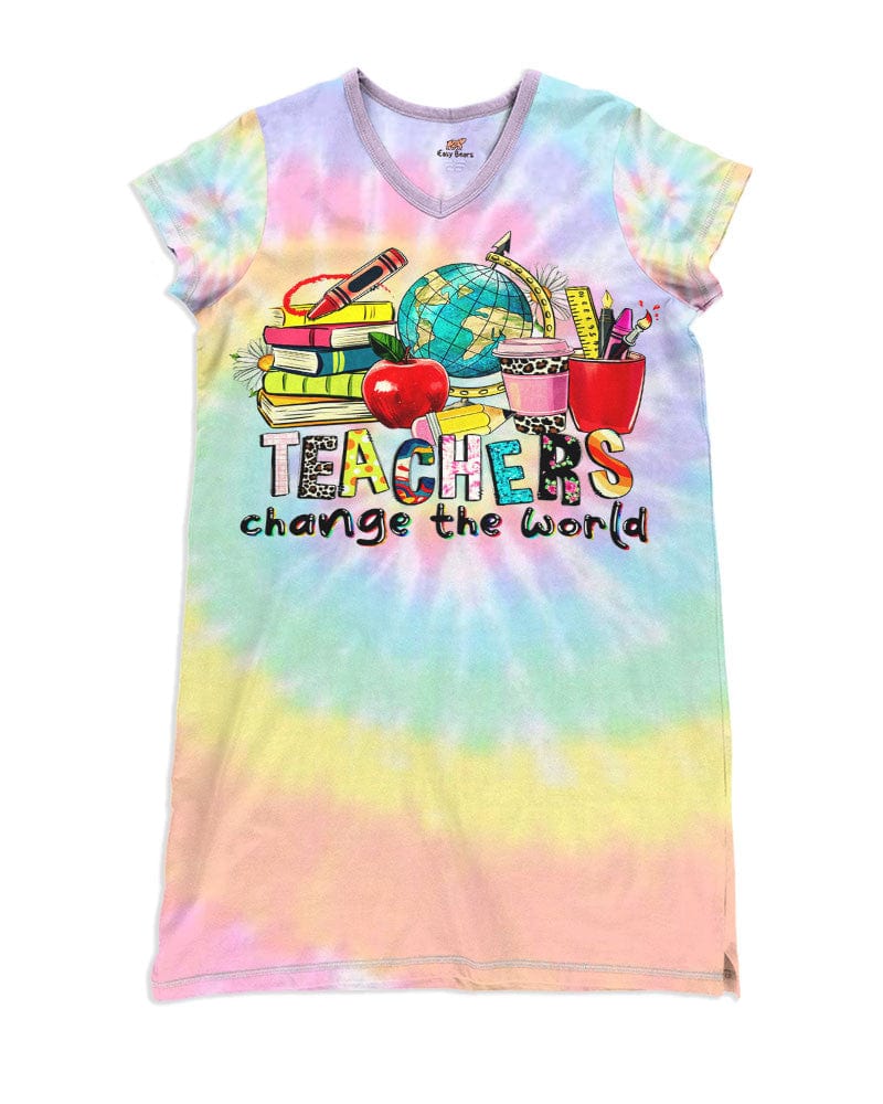 Teacher Pajabears® V-Neck Nightshirts Can Change The World Hc2