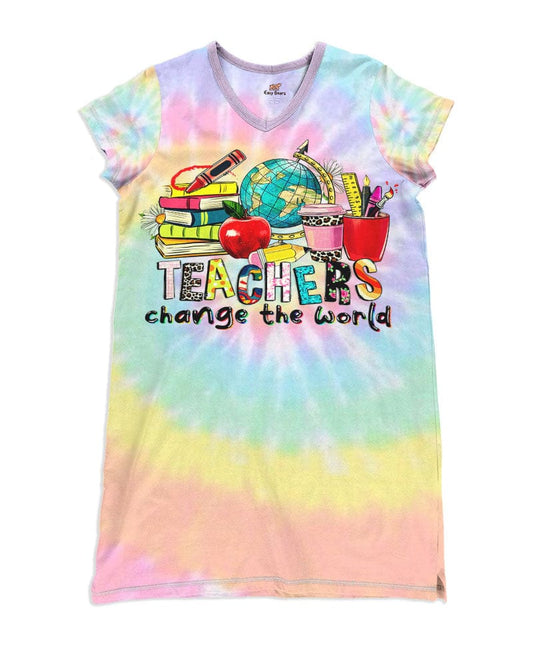 Teacher Pajabears® V-Neck Nightshirts Can Change The World Hc2