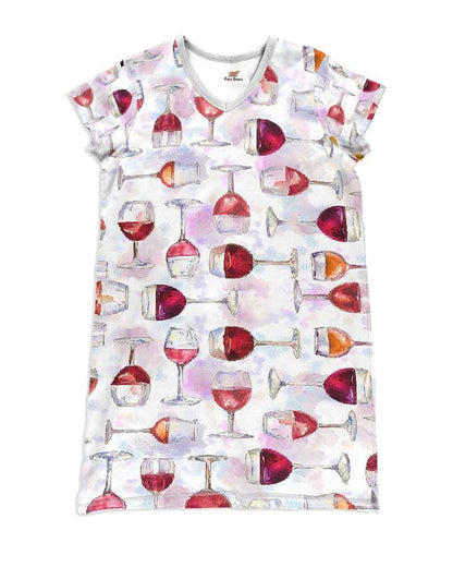 Wine Pajabears® V-Neck Women’s Nightshirts One More Glass Qa55