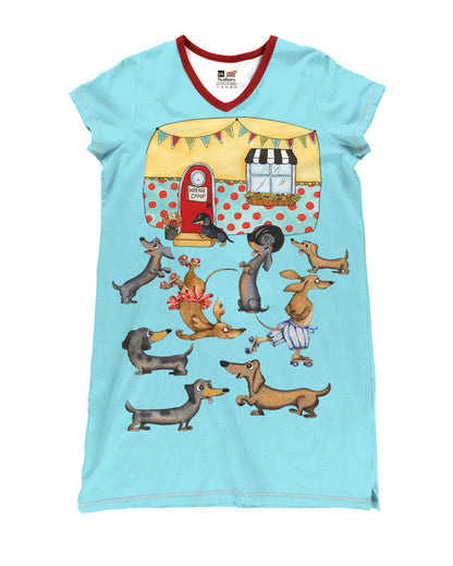 Dachshund Pajabears® V-Neck Nightshirts Weenie Camp Hg23