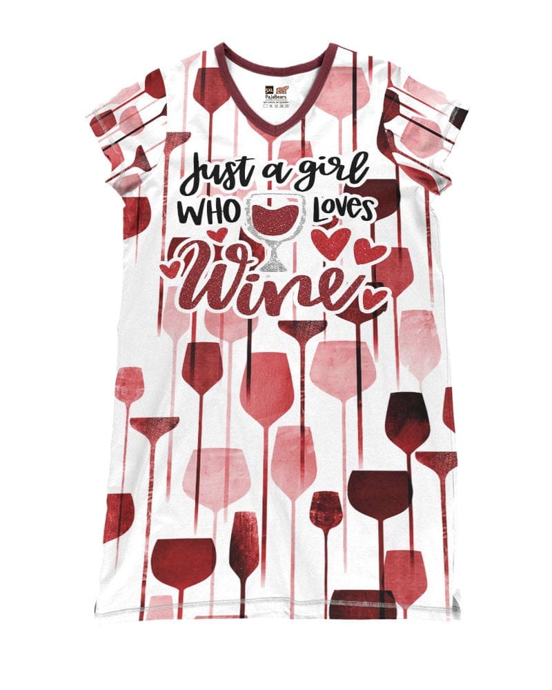 Wine Pajabears® V-Neck Just A Girl Who Loves Ho3