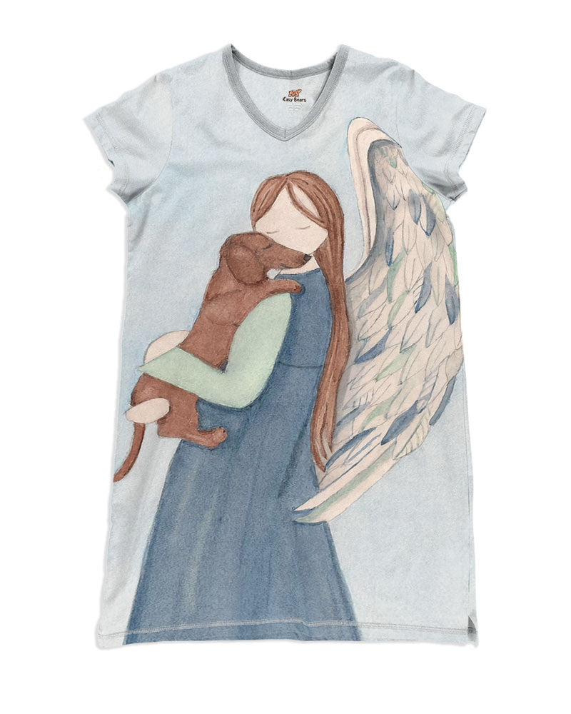 Dachshund Pajabears® V-Neck Nightshirts With Angel Hc2