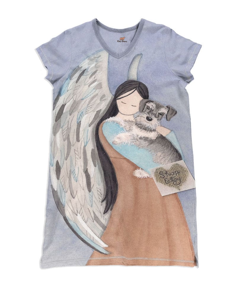 Schnauzer Pajabears® V-Neck Nightshirts And Angel Hc2