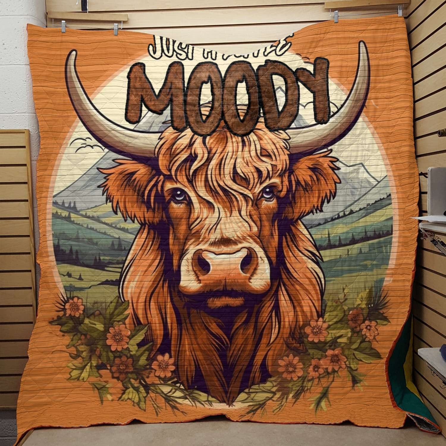 Highland Cow Just A Little Moody - All Season Faux Quilt Kl9