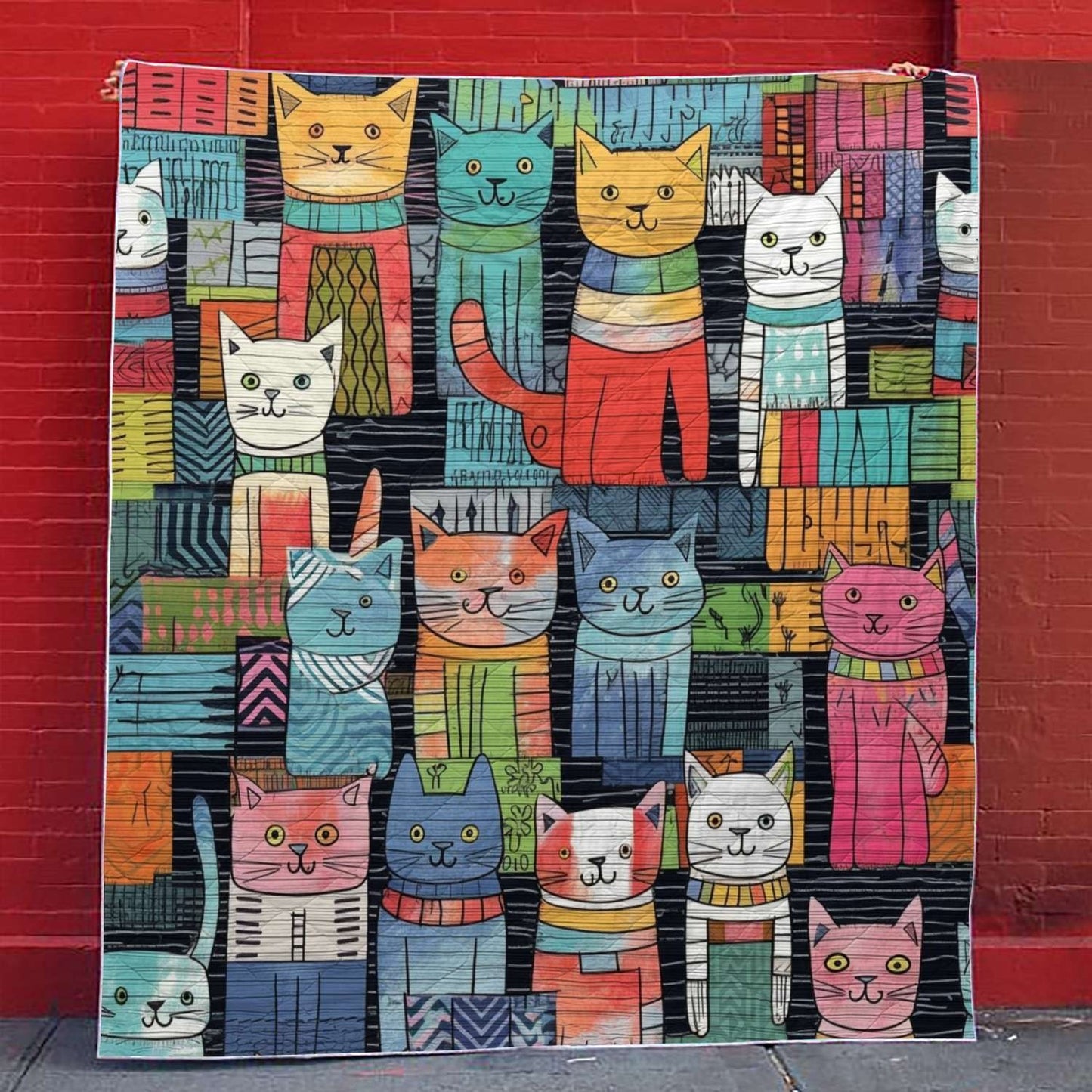 Cat Patchwork - All Season Faux Quilt Kl9