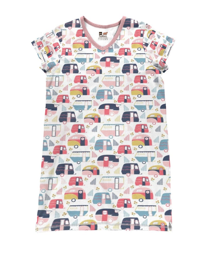 Camper Pattern Pajabears® V-Neck Hm8 Nightshirts