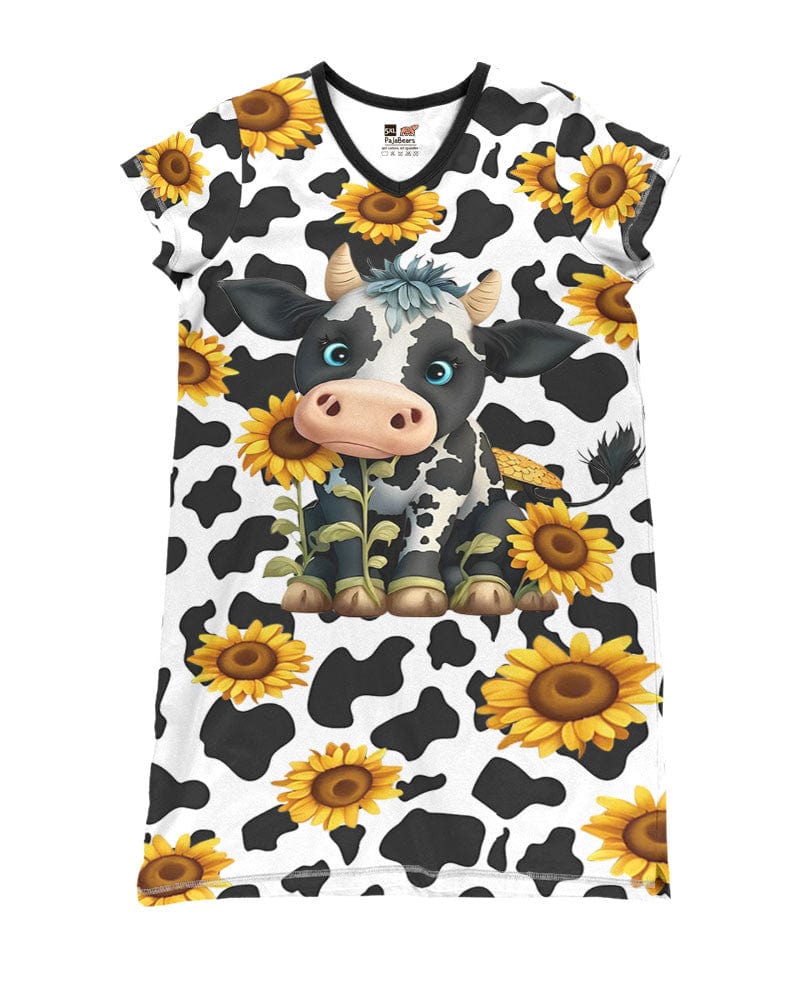 Cow Pajabears® V-Neck Nightshirts Pretty Babe Sunflower Tl10