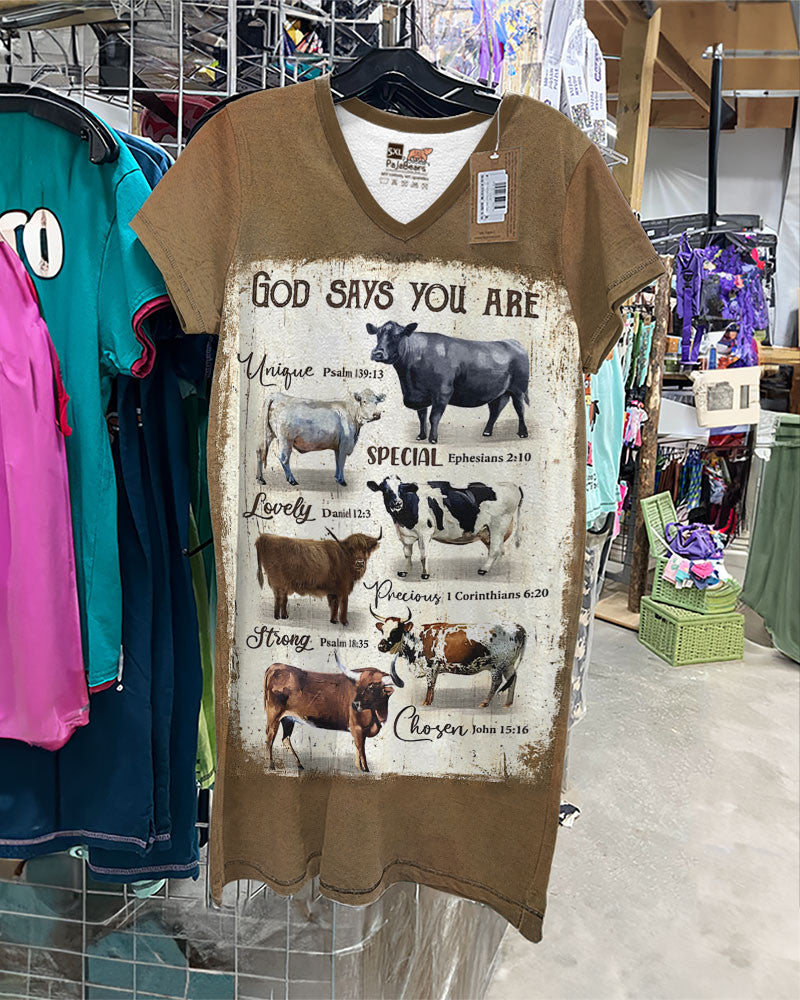 Cow Pajabears® V-Neck Nightshirts God Says You Are Tl10